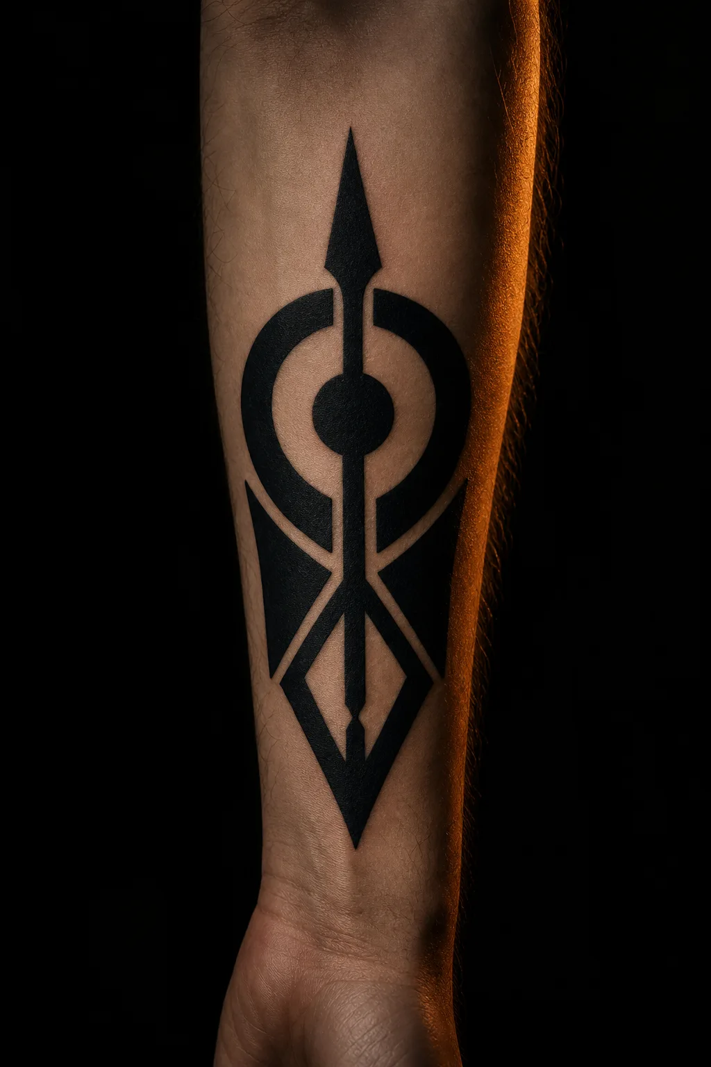 Dark blackwork tattoo — personal symbol, Safo Sepulcro